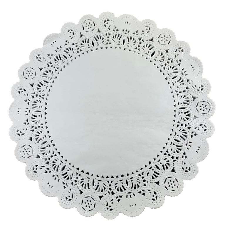 Worlds 50 Pack Round White Normandy paper Doilies Lace Paper Doiles 14" Inch - Image 2
